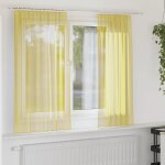 Vidaxl rideaux en voile avec passe - tringles 2 pcs jaune