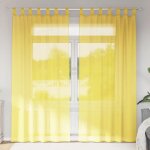 Vidaxl rideaux en voile avec passe - tringles 2 pcs jaune