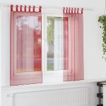 Vidaxl rideaux en voile avec passe - tringles 2 pcs rouge bordeaux