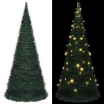Vidaxl sapin de no?l escamotable avec guirlandes et led vert 210 cm