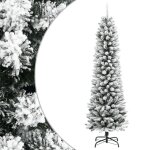 Vidaxl sapin de no�l artificiel mince avec neige floqu�e 180 cm pvc / pe