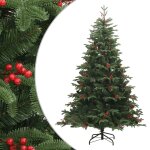 Vidaxl sapin de no�l artificiel avec pommes de pin et baies 210 cm