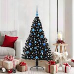 Vidaxl sapin de no�l artificiel pr� - �clair� noir 150 cm pvc