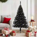 Vidaxl sapin de no�l artificiel pr� - �clair� noir 150 cm pvc