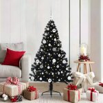 Vidaxl sapin de no�l artificiel pr� - �clair� noir 150 cm pvc