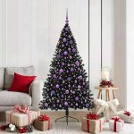 Vidaxl sapin de no�l artificiel pr� - �clair� noir 180 cm pvc