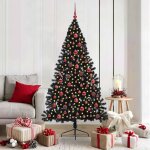 Vidaxl sapin de no�l artificiel pr� - �clair� noir 180 cm pvc