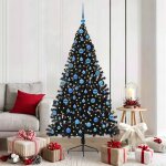 Vidaxl sapin de no�l artificiel pr� - �clair� noir 180 cm pvc