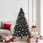 Vidaxl sapin de no�l artificiel pr� - �clair� noir 180 cm pvc