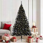 Vidaxl sapin de no�l artificiel pr� - �clair� noir 180 cm pvc