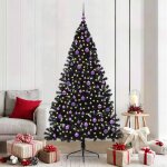 Vidaxl sapin de no�l artificiel pr� - �clair� noir 210 cm pvc
