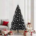 Vidaxl sapin de no�l artificiel pr� - �clair� noir 210 cm pvc
