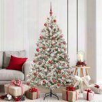 Vidaxl sapin de no�l artificiel vert et blanc 180 cm pvc et m�tal
