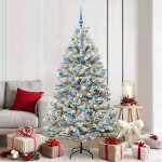 Vidaxl sapin de no�l artificiel vert et blanc 180 cm pvc et m�tal