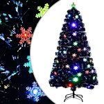 Vidaxl sapin de no�l et flocons de neige led noir 120 cm fibre optique