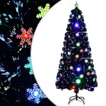 Vidaxl sapin de no�l et flocons de neige led noir 180 cm fibre optique