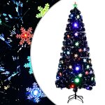 Vidaxl sapin de no�l et flocons de neige led noir 210 cm fibre optique
