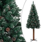 Vidaxl sapin de no�l mince bois v�ritable et neige blanche vert 150 cm