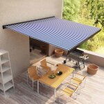 Vidaxl store a cassette motoris 350x250 cm bleu et blanc