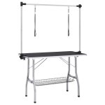 Vidaxl table de toilettage réglable de chiens avec 2 boucles et panier Vidaxl table de toilettage réglable de chiens avec 2 boucles et panier