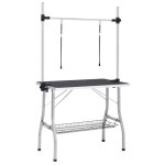 Vidaxl table de toilettage réglable de chiens avec 2 boucles et panier Vidaxl table de toilettage réglable de chiens avec 2 boucles et panier