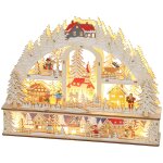 Village de no�l led x 20 blanc chaud en bois - �glise, maisons, sapins enneig�s, personnages