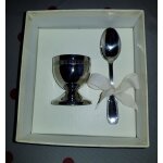 Vintage : duo coquetier et cuillere inox poli jean couzon Vintage : duo coquetier et cuillere inox poli jean couzon