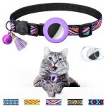 (violet) tracker non inclus, collier pour chat airtag avec boucle de scurit, cloche et pompon de 1, ...