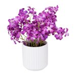 Violettes artificielles pot ceramique blanc 27cm