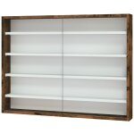 Vitrine murale �tag�re - 5 �tag�res r�glables - 2 portes coulissantes verre - panneaux aspect bois vieilli ...