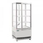 Vitrine positive 86 litres, 2 portes vitres incurves, blanche, 180 w, 220 v - mono