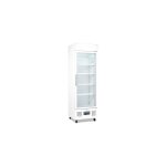 Vitrine ventil�e positive 368 litres, sur roulettes, avec bandeau lumineux, blanche, 340 w, 220 v - mono ...