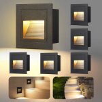Vivalet lot de 6 lampes led d'escalier 3w, 300lm, 3000k, ip65, encastr�es aluminium noir, eclairage mural ...