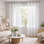 Voilage blanc motifs ondul�s brod�s