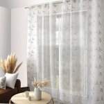 Voilage brod� blanc et beige 140 x 240 cm