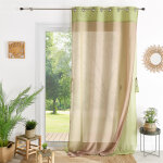 Voilage double etamine avec parement de couleur