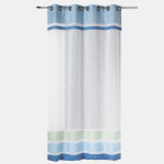 Voilage en etamine a parements haut et bas ray�s