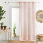 Voilage en etamine a rayures bicolores