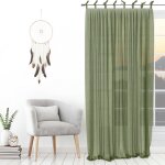 Voilage a nouettes 135x250 cm spirit kaki, par soleil d'ocre