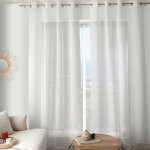 Voilage plumetis effet lin avec ?illets