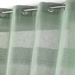 Voilage ray� fils chenille - effet lin polyester vert 140x240 cm