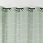 Voilage ray� et tamisant cordelette polyester vert clair 140x250 cm