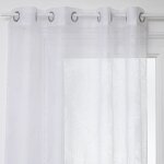 Voilage tamisant imprim� feuilles polyester blanc 140x240 cm