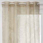 Voilage tamisant imprim� feuilles polyester lin 140x240 cm