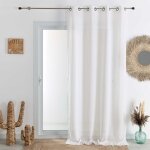 Voilage tamisant uni a fines rayures