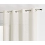 Voilage uni a rayures fantaisie polyester blanc 140x240 cm