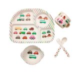 Voiture - assiette'alimentation en fibre de bambou pour bb, ensemble de vaisselle pour enfants, bol, ...