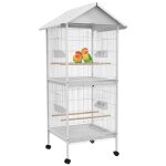 Voli�re cage a oiseaux sur roulettes design maison mangeoires perchoirs 10 portes plateaux excr�ments ...