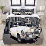 Vue vintage de voitures anciennes de shabby old havana street avec vintage american carsparure de lit ...