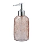 Wenko distributeur savon liquide vetro, distributeur savon verre, capacit� 400ml, verre � relief, rose ...